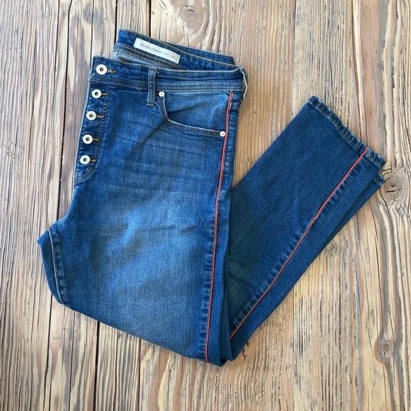Pilcro and the Letterpress Denim - Pilcro Relaxed Straight jeans with red stripe size 32